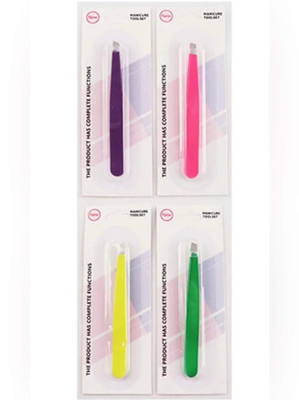 Colorful Slant Tip Tweezers Set - Purple, Pink, Yellow, Green-Choose Color